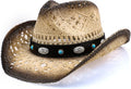 Cowboy Hat Straw Wide Brim for Women Men - Shapeable Brim