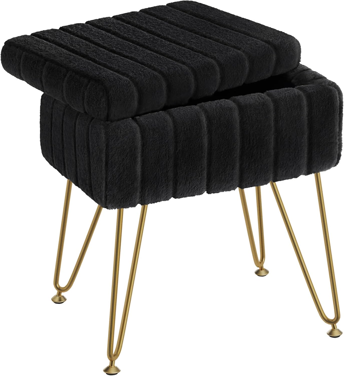 Faux Fur Vanity Stool Chair with Storage for Modern Spaces