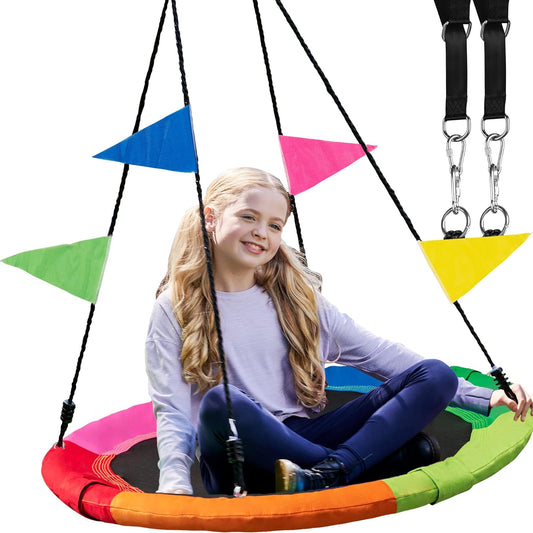 PLAYVIBE 25 Saucer Swing: 300lb Capacity, Waterproof Fabric