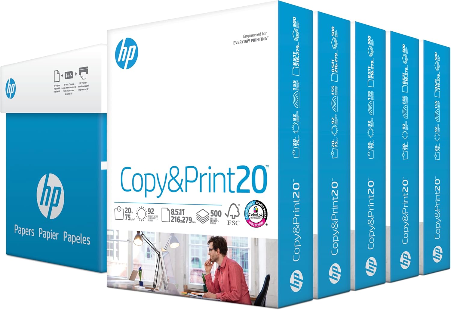 HP Copy & Print Paper | 92 Bright | 2500 Sheets
