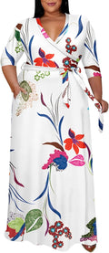 Runwind Plus Size V Neck Maxi Dress for Women (Style DGR1)