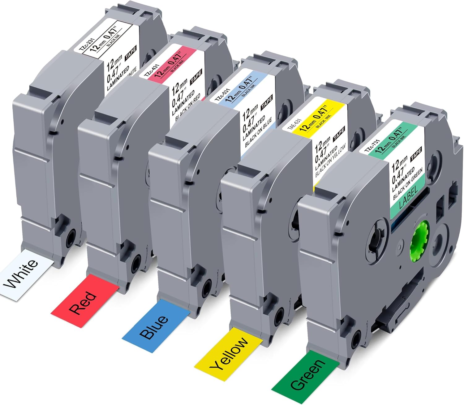 5-Pack Colorful TZe Tape Set for Brother Label Makers