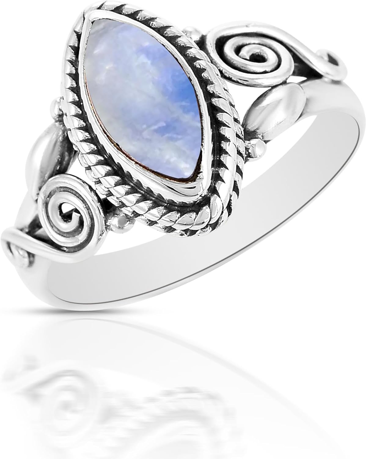 Fine Sterling Silver Ring with Moonstone for Women Engagement