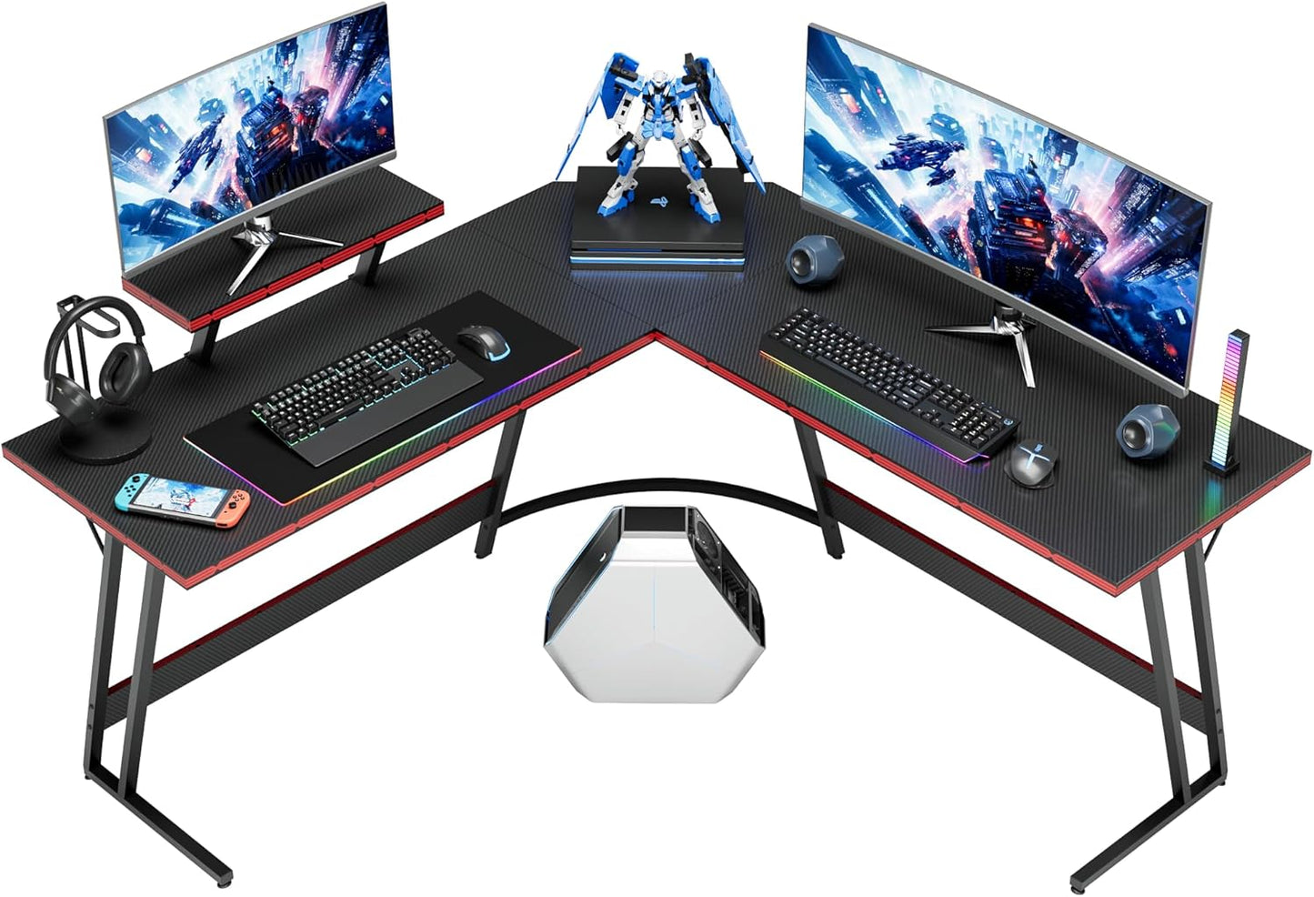Homall L Shaped Gaming Desk with Large Monitor Riser Stand