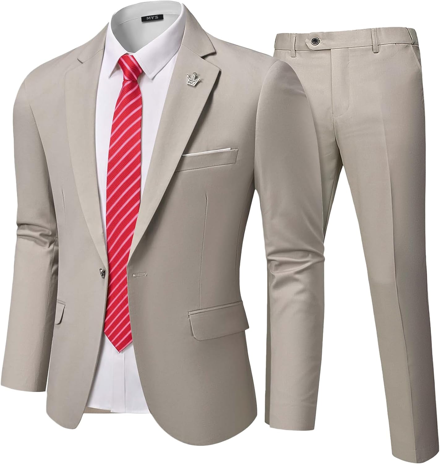 MY'S Men's 2 Piece Slim Fit Suit Set with Tie for Every Occasion