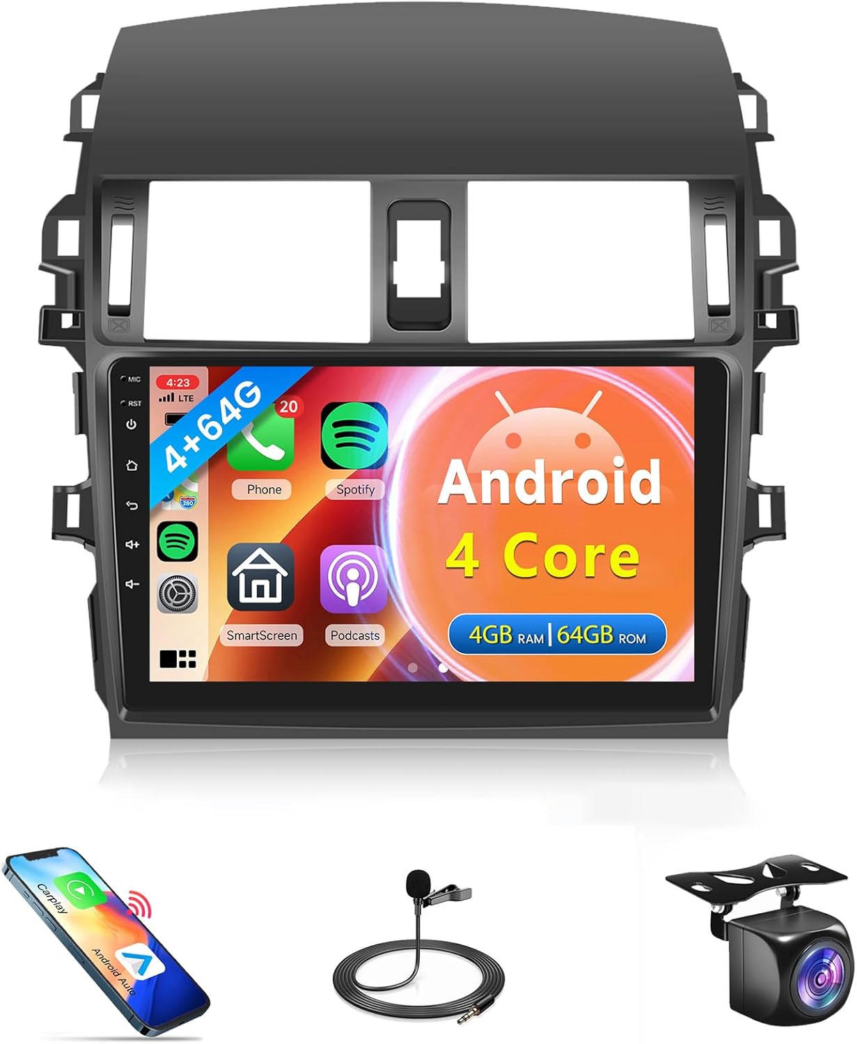 4Core 4G+64G Car Radio for Toyota Corolla 2009-2013 Review
