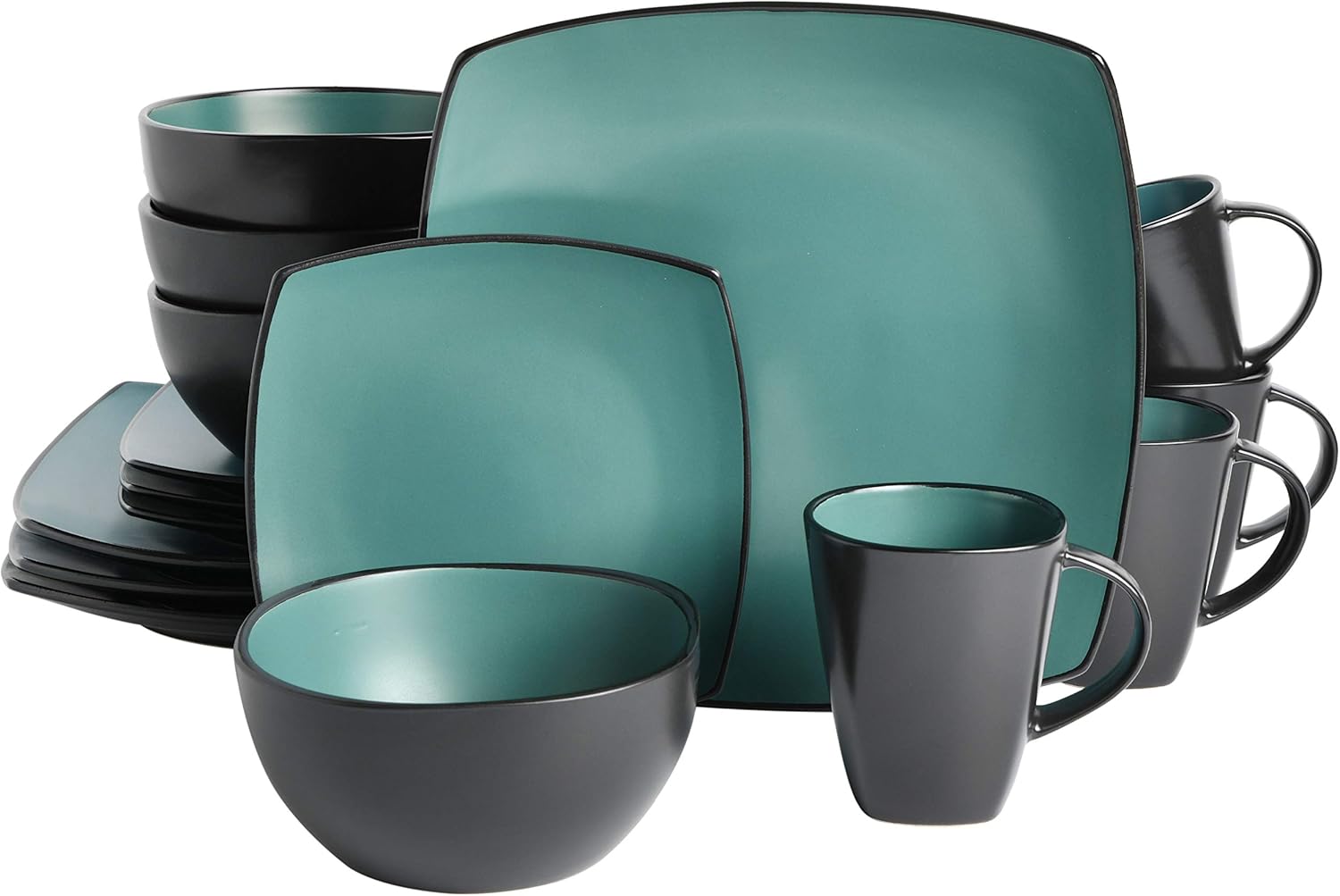 Gibson Elite Soho Lounge Square Reactive Glaze Dinnerware Set