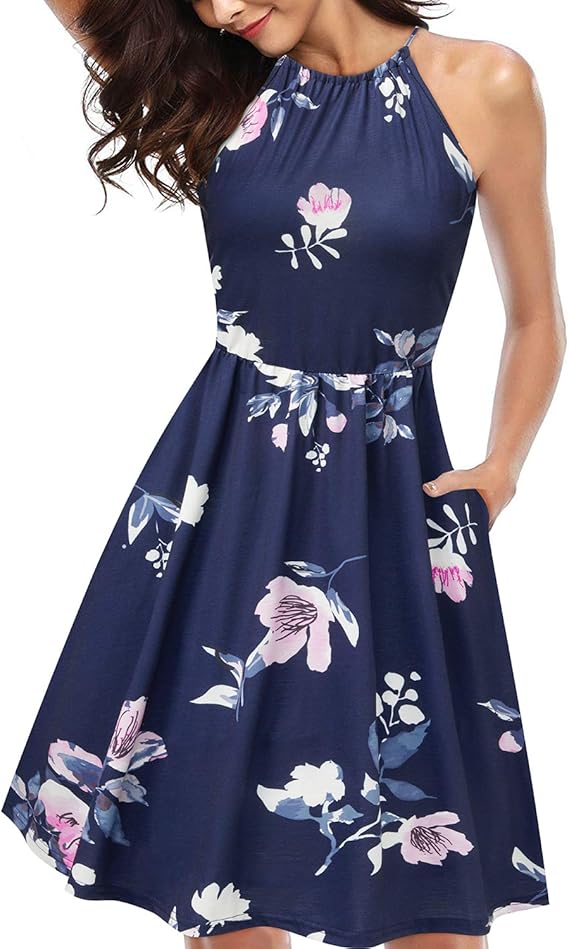 KILIG Women Summer Dresses 2023 Halter Neck Beach Casual Dress