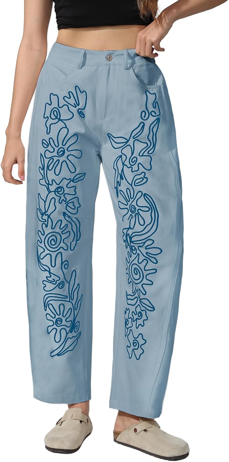 Kedera Embroidered Jeans for Women - Vintage Mid Rise Style