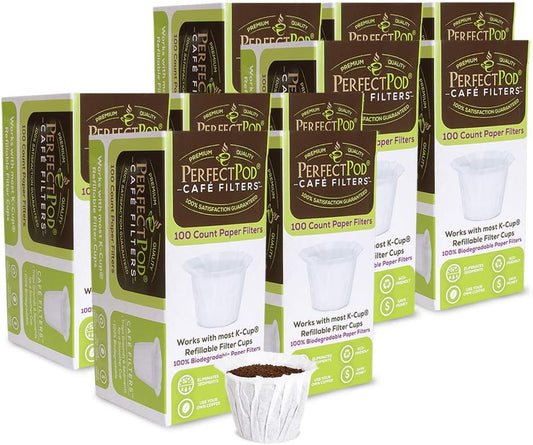 Cafe Filters Paper Liners for Reusable K Cup Coffee Pods - 1000 Ct