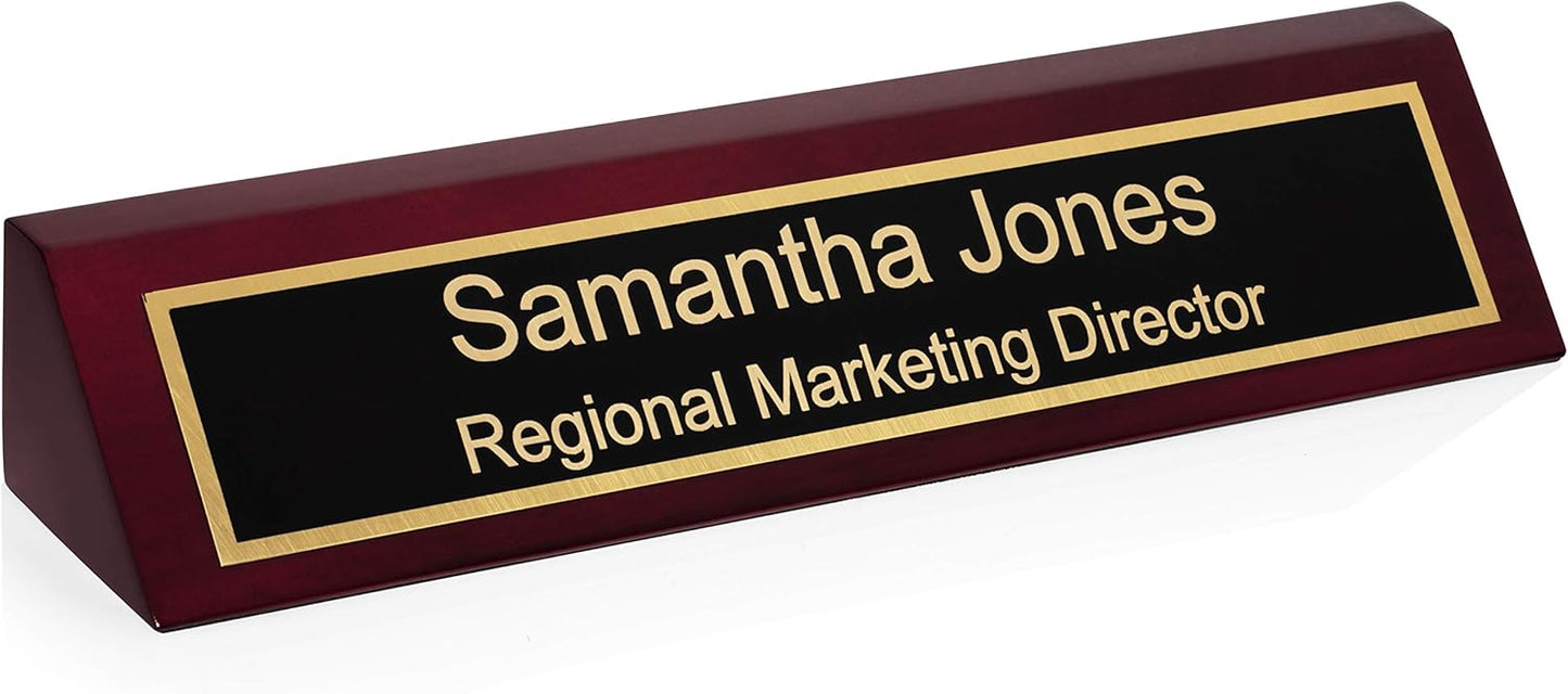Custom Engraved Rosewood Desk Name Plate - Providence Engraving