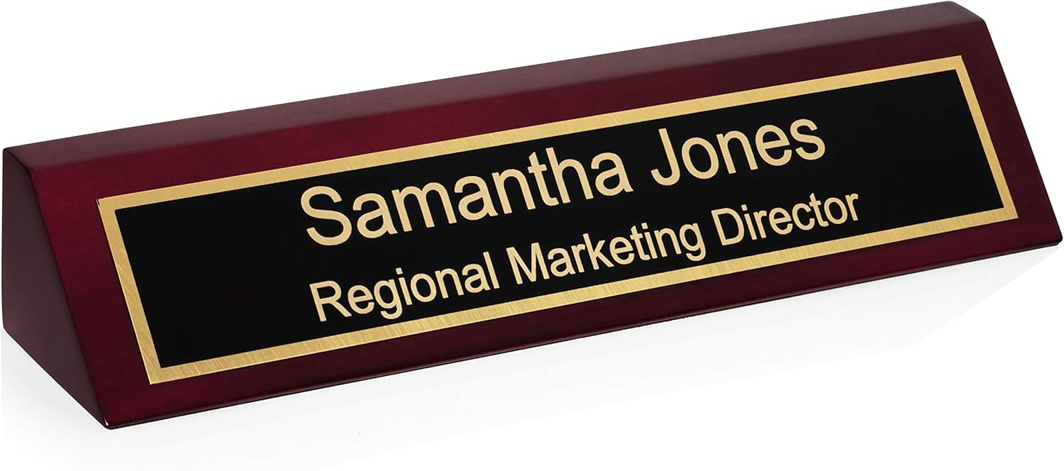 Custom Engraved Rosewood Desk Name Plate - Providence Engraving