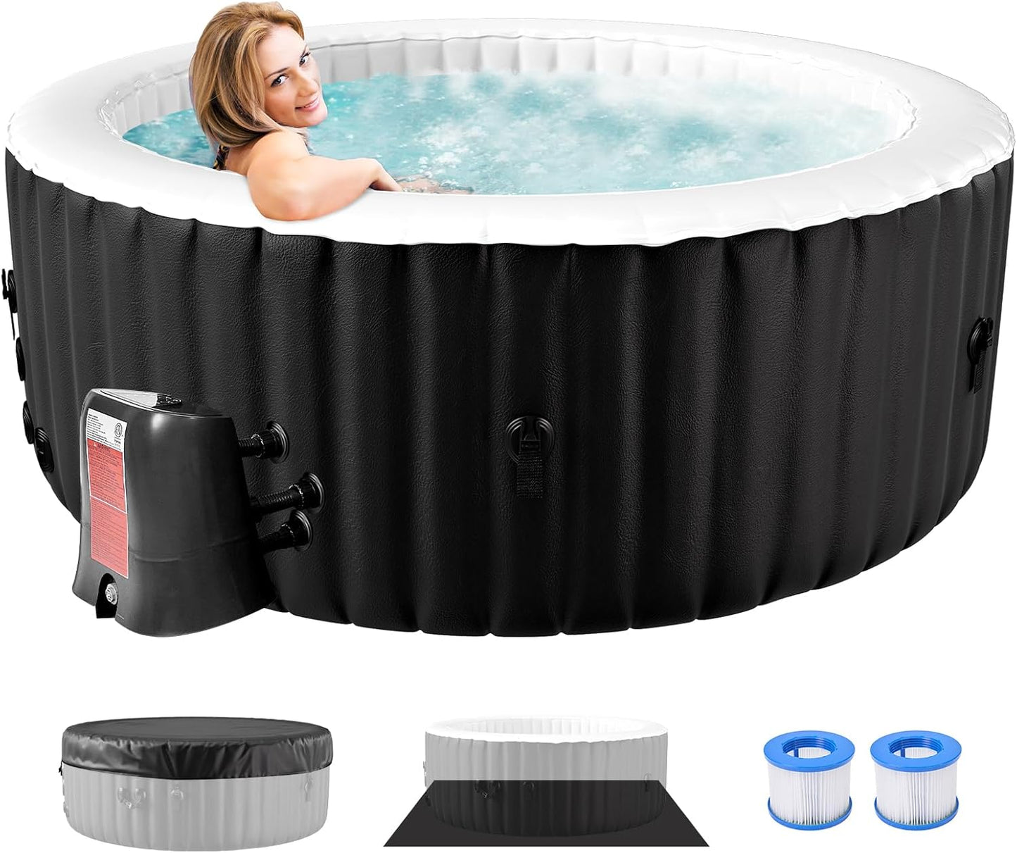 Round Inflatable Hot Tub for 2-4 Person Relaxation Experience