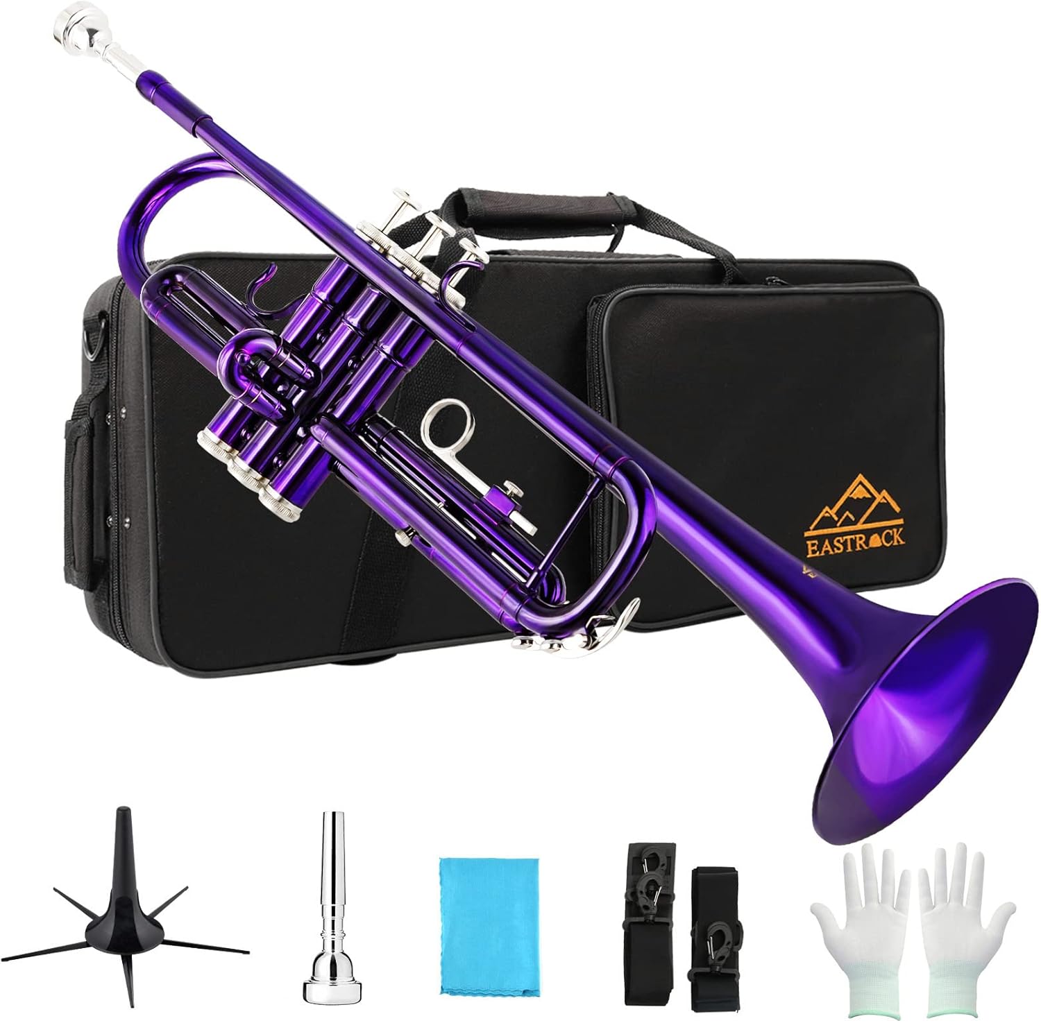 EASTROCK Bb Trumpet Set with Case, Mouthpiece, and Gloves