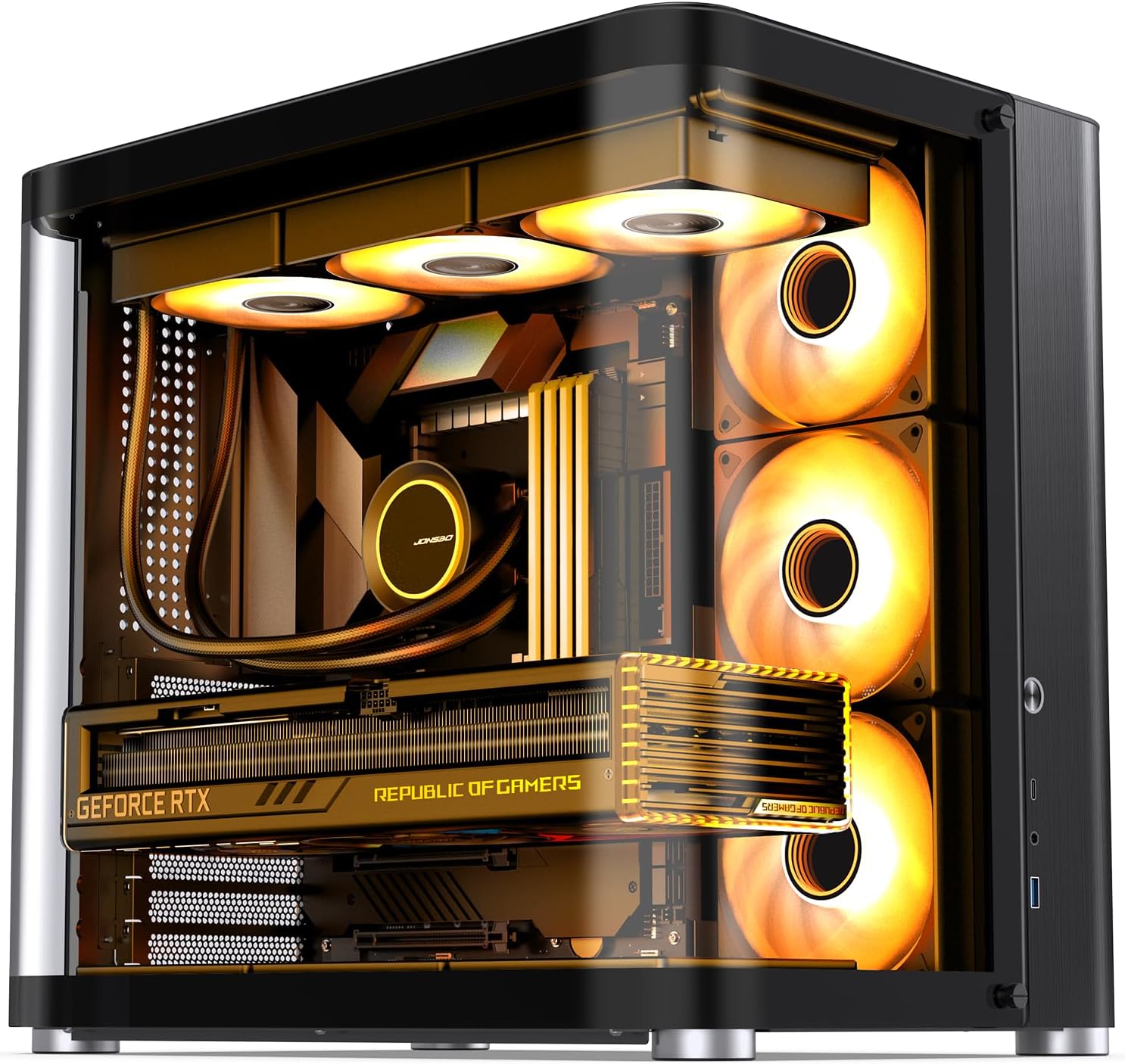JONSBO TK-2 Black ATX Mid-Tower Case with Hyperboloid Glass Design