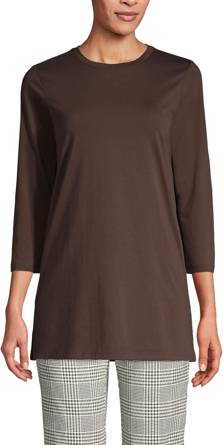Lands' End Women's 3/4 Sleeve Supima Cotton Crewneck Tunic Review