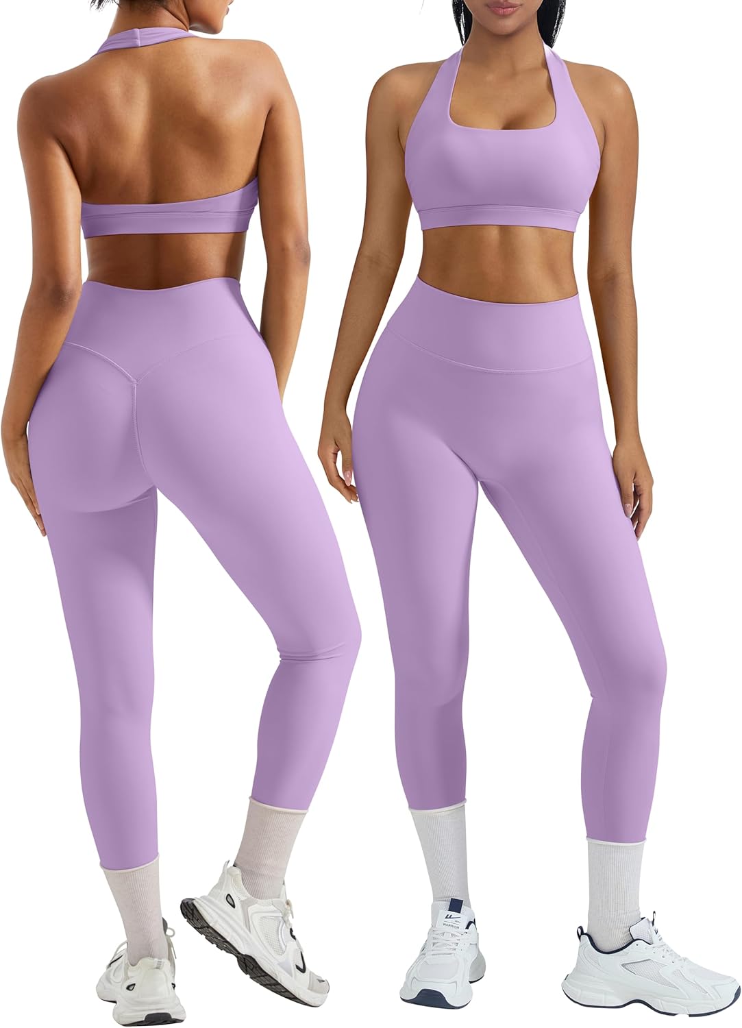 OMKAGI 2 Piece Workout Sets for Women with Booty Leggings