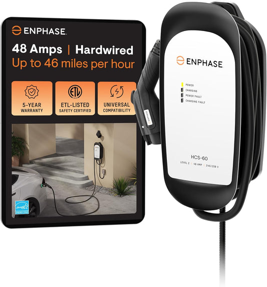 Enphase HCS-60 48A EV Charger: Safety Certified & 5-Year Warranty