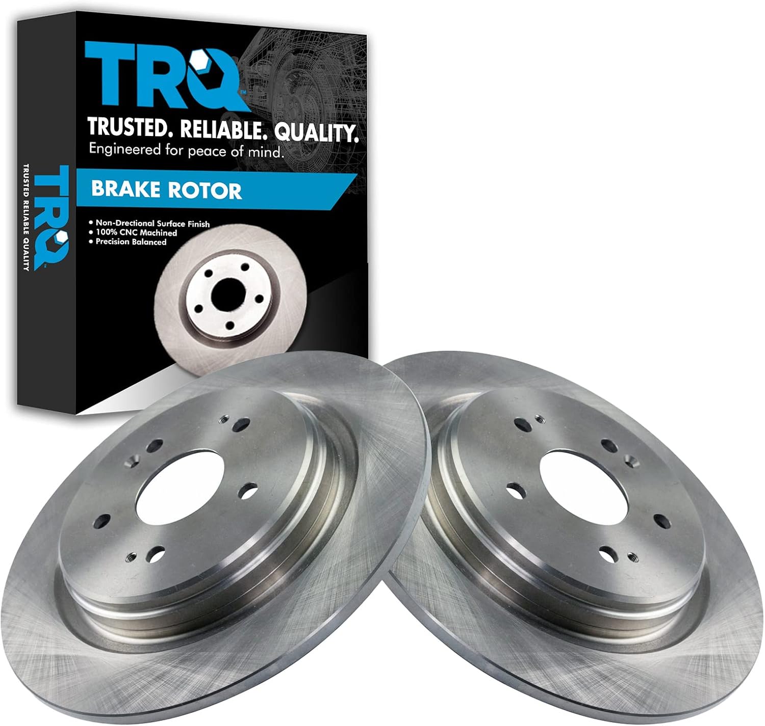 TRQ Rear Brake Rotors Set Solid for 2019-2024 Acura RDX