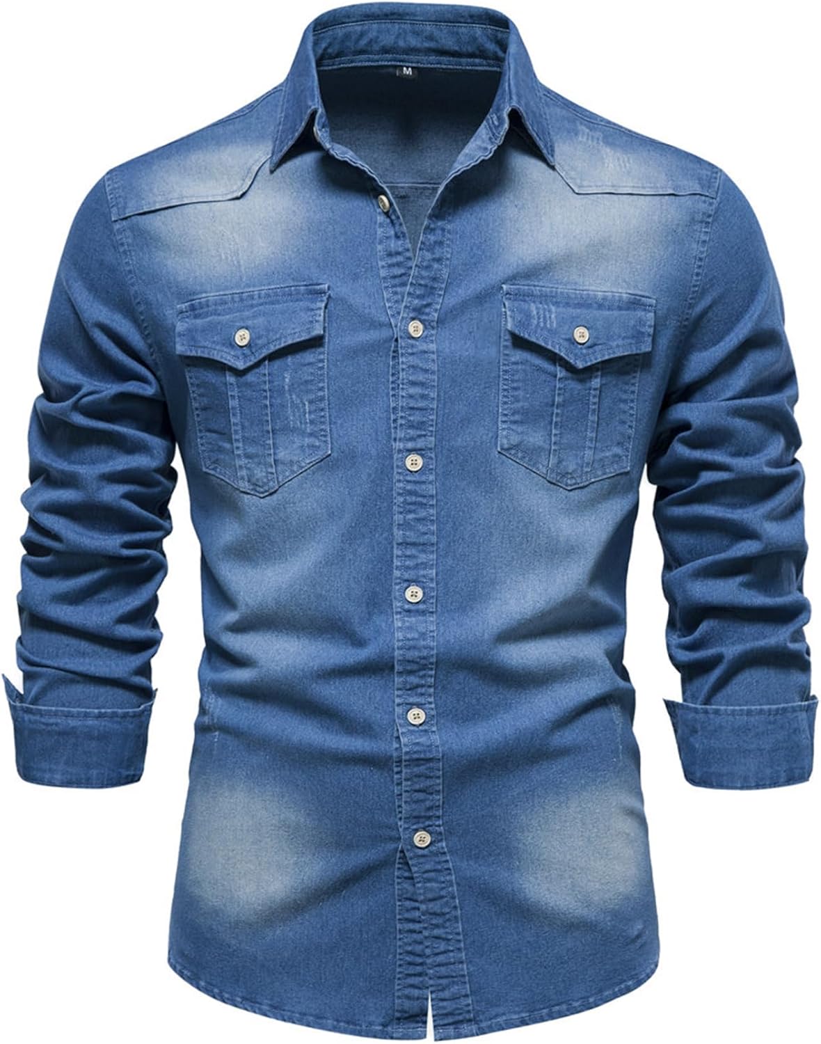 Kissonic Mens Denim Shirt Long Sleeve Slim Fit Jean Shirt Review