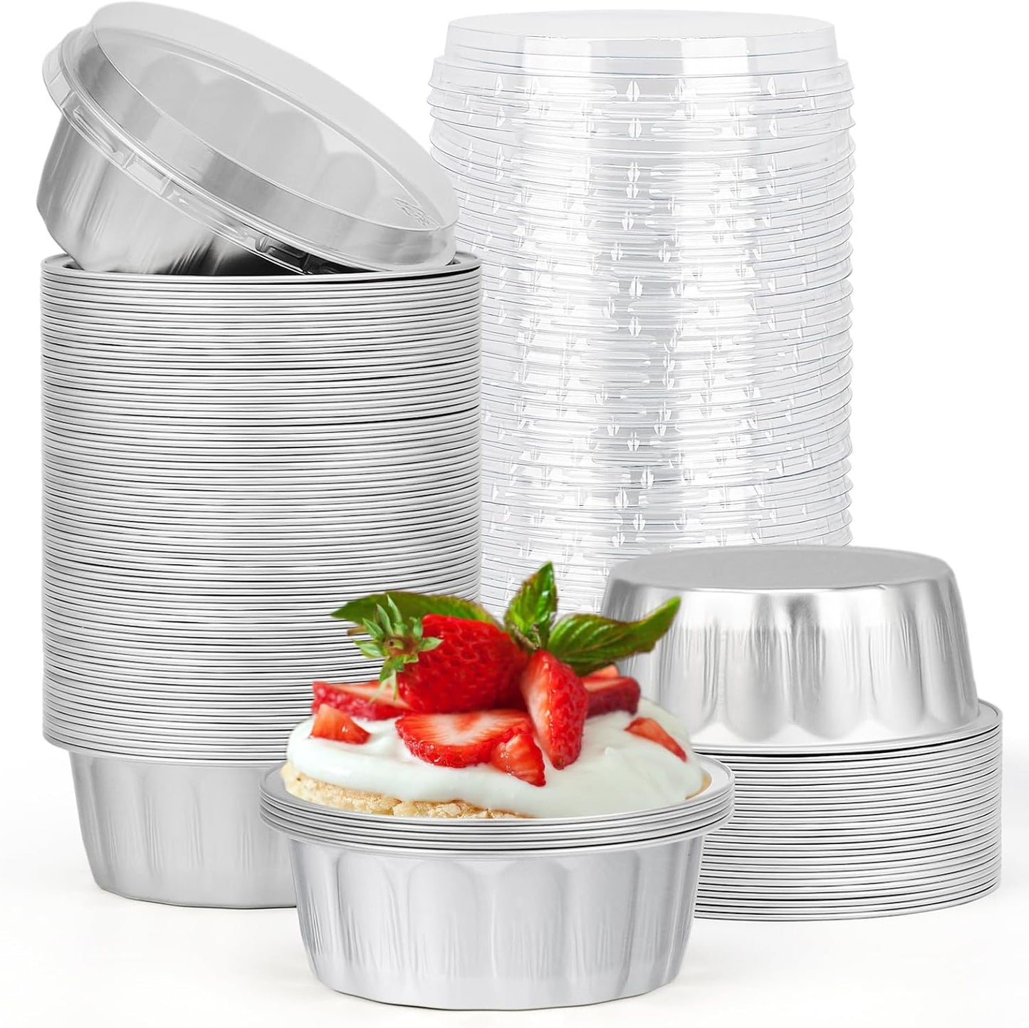 Beasea Ramekins with Lids - 8oz Disposable Aluminum Cups