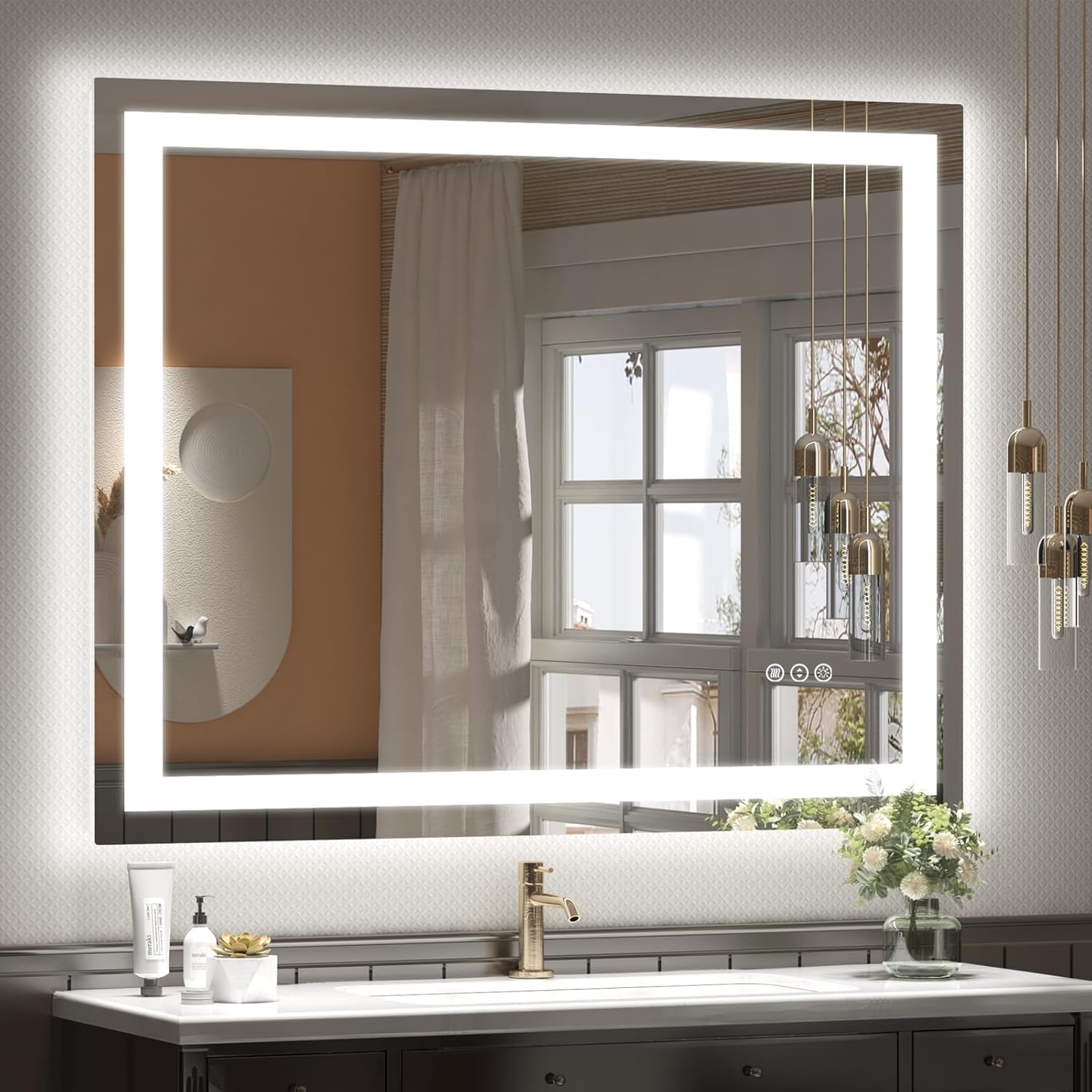 40 x 36 LED Bathroom Mirror with Dimmable Anti-Fog Features