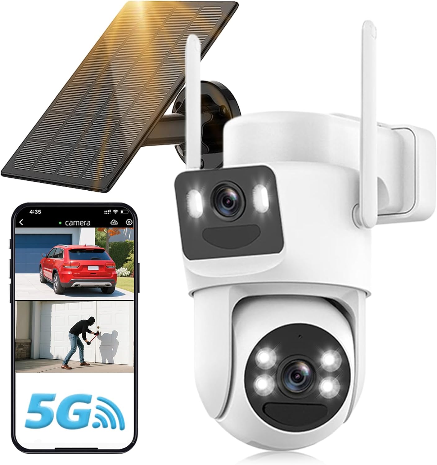 4K Solar Security Cameras Wireless Outdoor with Dual Lens Features