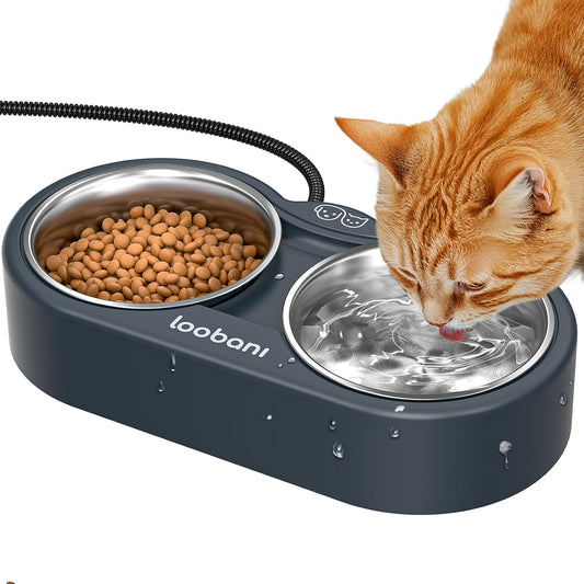 Stainless Steel Heated Cat Bowl - Winter Warmth