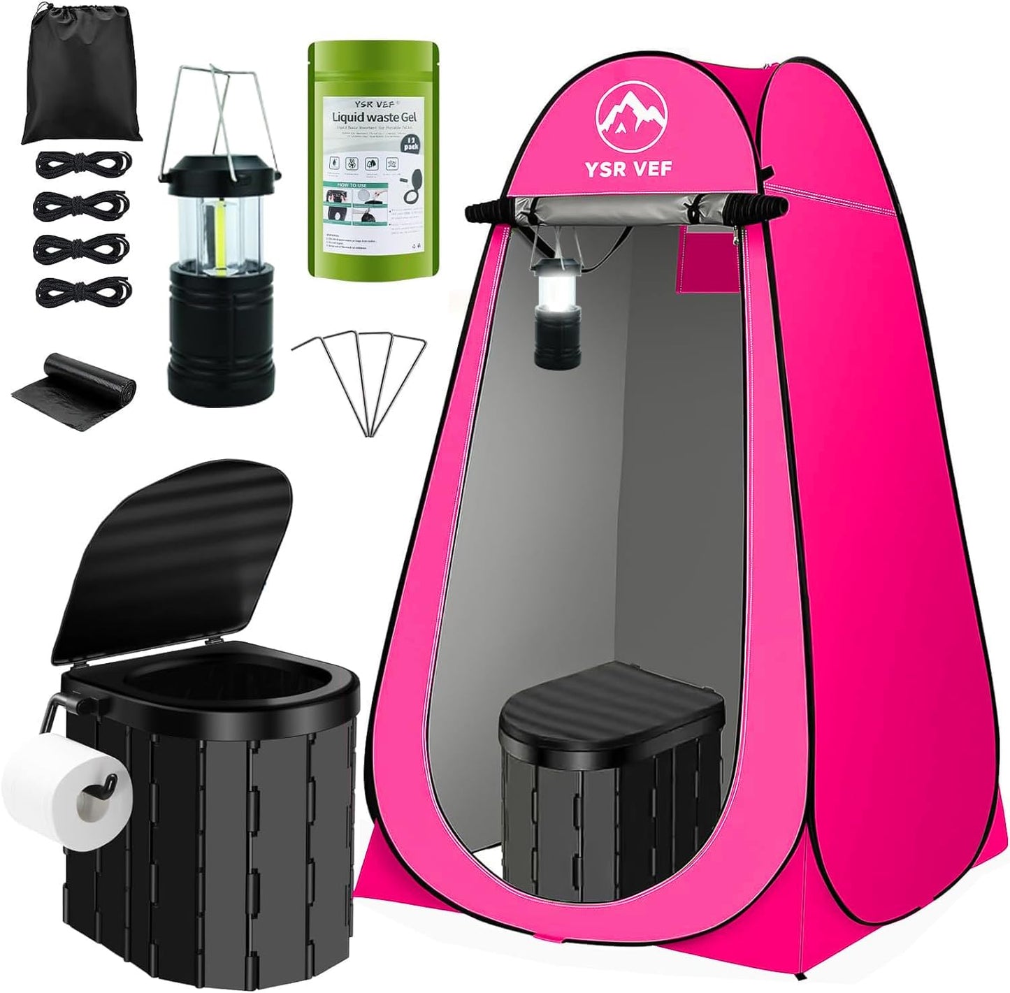 Portable Toilet Kit with Privacy Tent for Camping and Outdoors