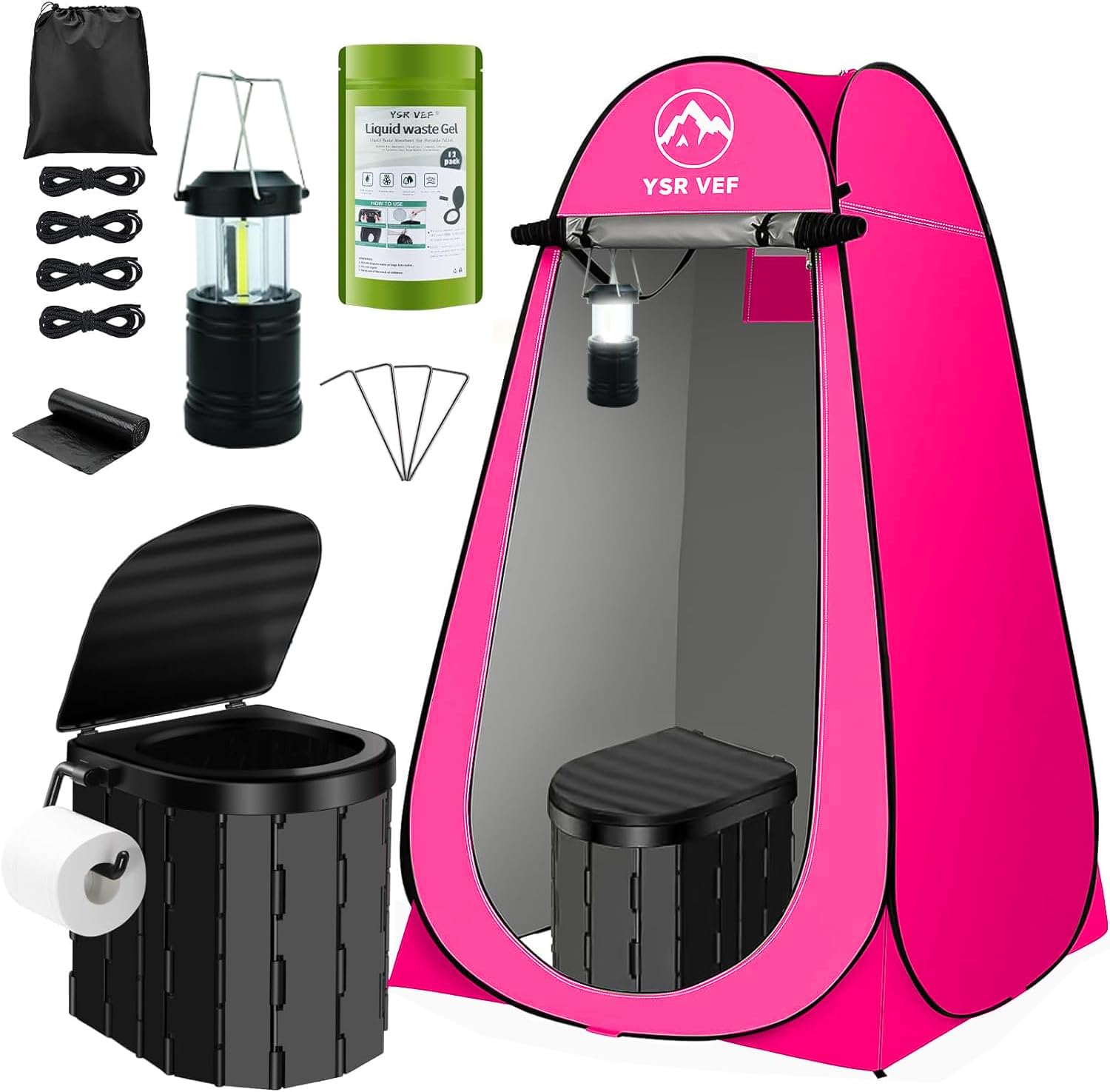 Portable Toilet Kit with Privacy Tent for Camping and Outdoors