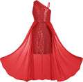 Girls One Shoulder Sequin Formal Dress - Sparkly Pageant & Party Wear