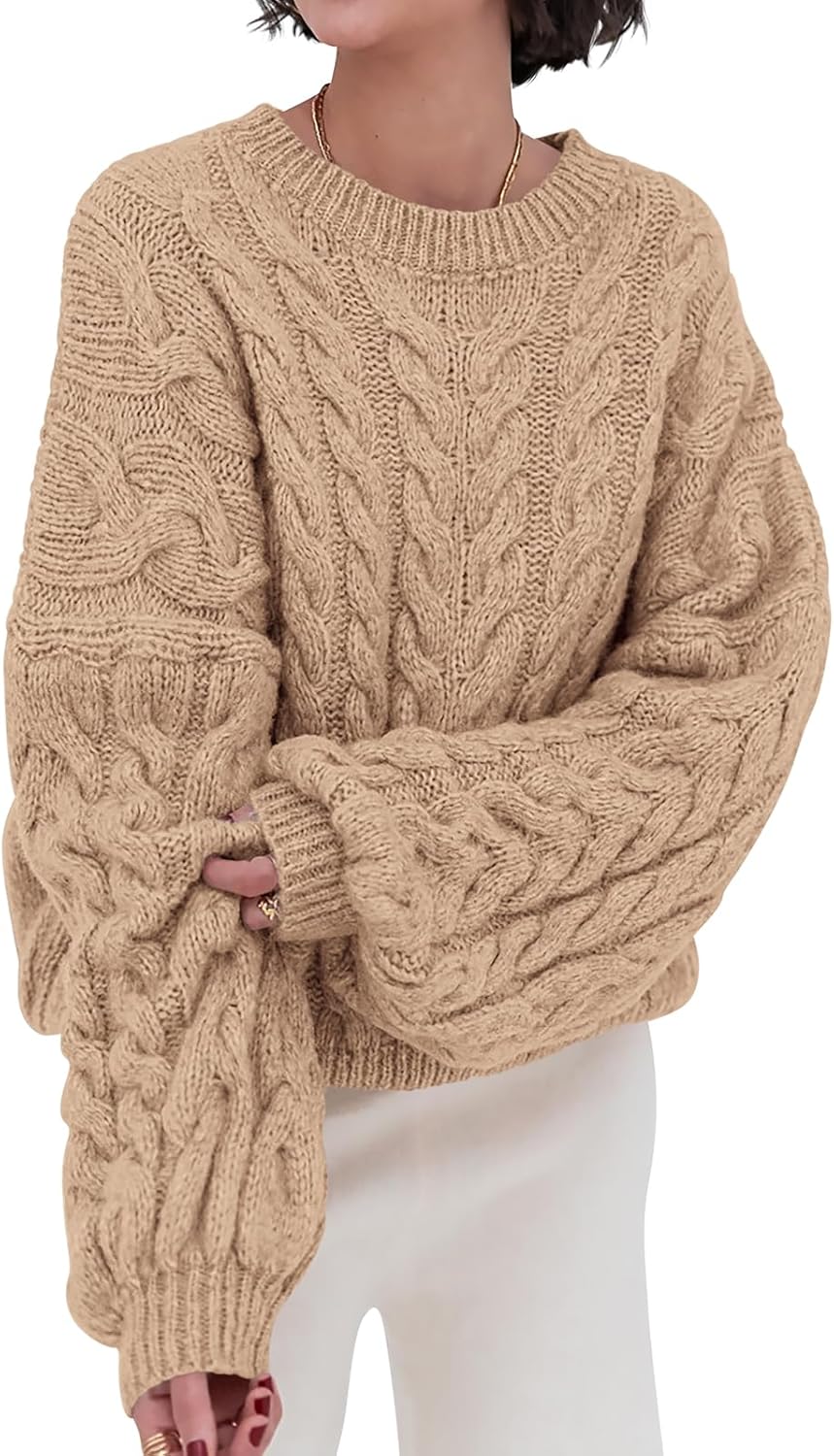 PRETTYGARDEN Womens Oversized Cable Knit Sweater for Fall 2025