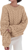 Cable Knit Oversized Sweater Women - Cozy Crewneck Pullover Women's