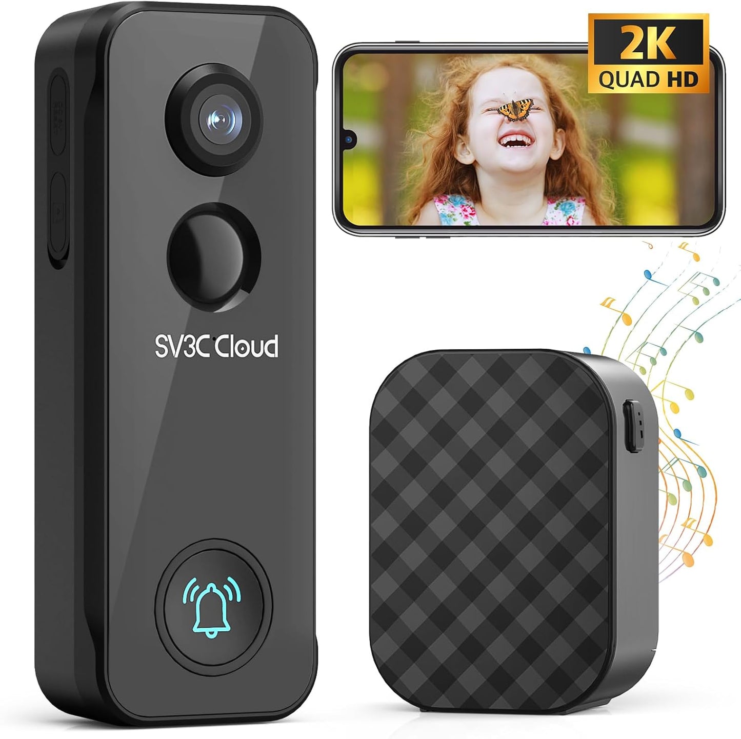 SV3C 2K HD Wireless Doorbell: No Subscriptions, Human Detection.