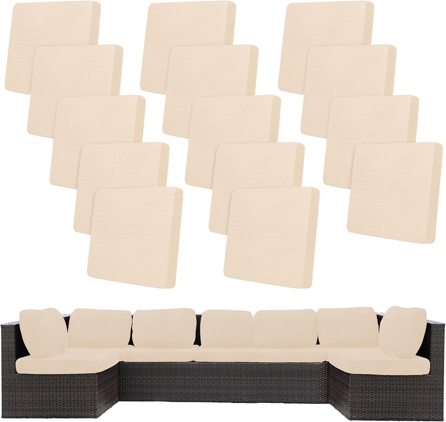 14Pcs Stretch Patio Cushion Covers for Outdoor Furniture Use