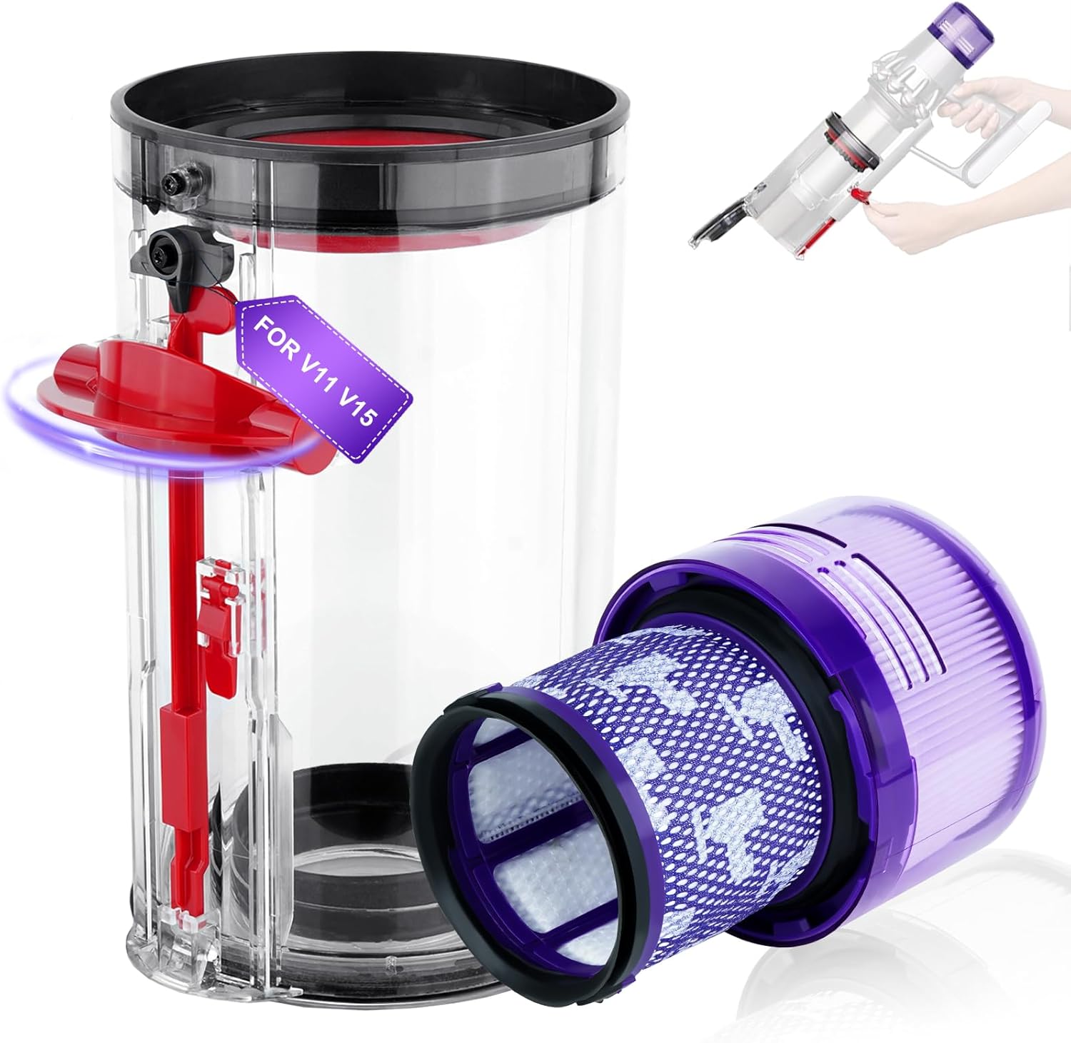 Enhanced Bin & Filter for Dyson V11/V15 Vacuums