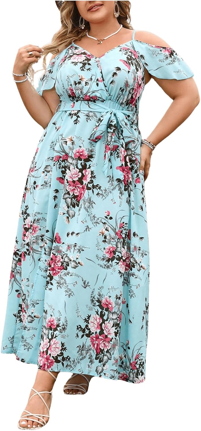 Floerns Women's Plus Size Cold Shoulder Long Dress Review