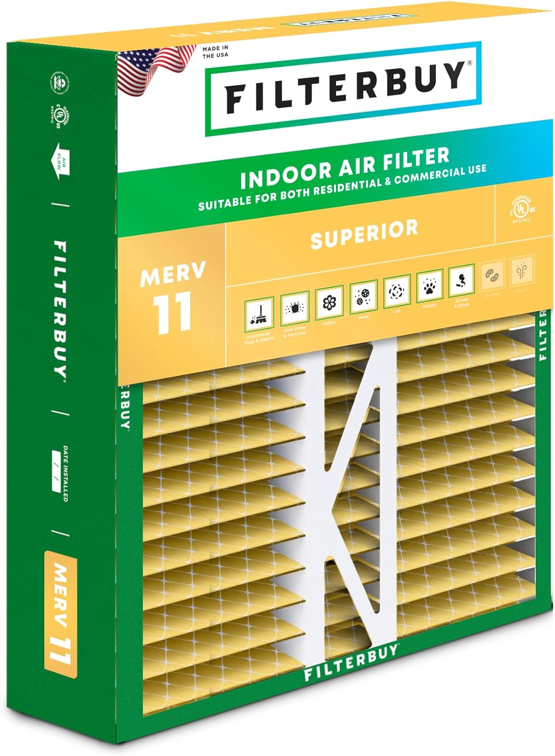 Filterbuy 16x22x5 Air Filter MERV 11 for Pet & Allergy Defense