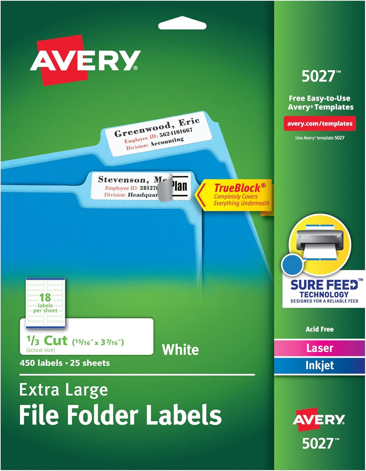 Avery TrueBlock Extra Large File Labels for Organized Filing