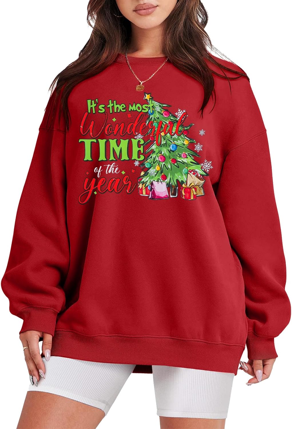 FASHGL Cozy Christmas Tree Sweatshirt