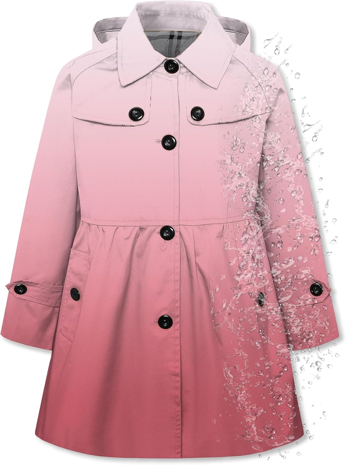 Betusline Girl's Rain Jackets Lightweight Waterproof Hooded Coat