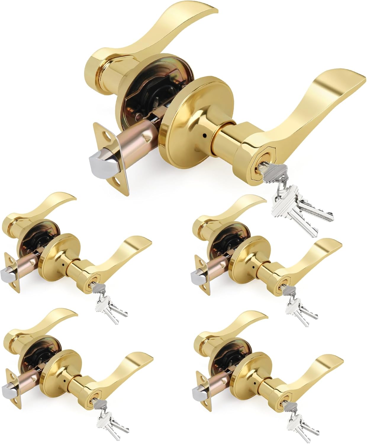 Wave Style Keyed Entry Door Handle with Lock for Any Door