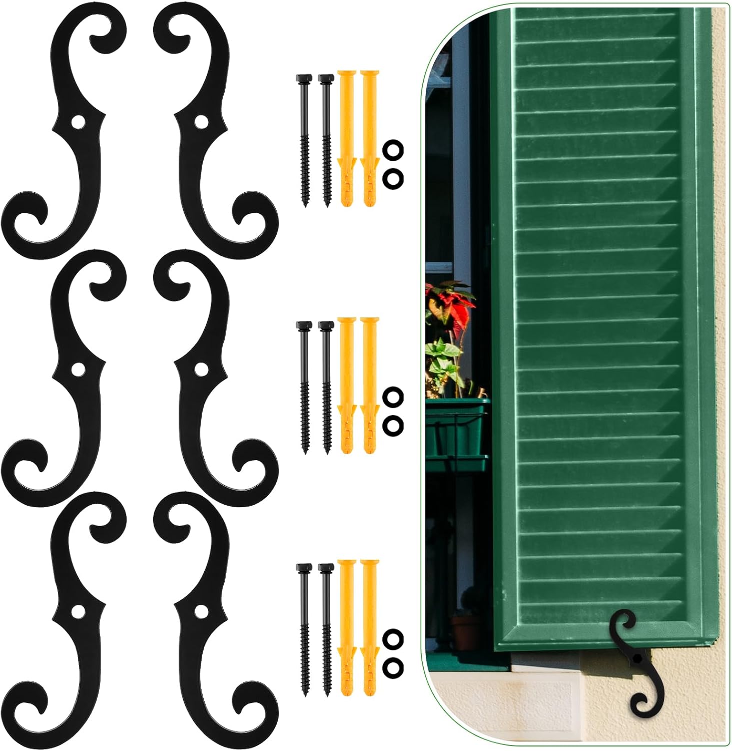 Black S Style Shutter Dogs Holders for Exterior Shutters