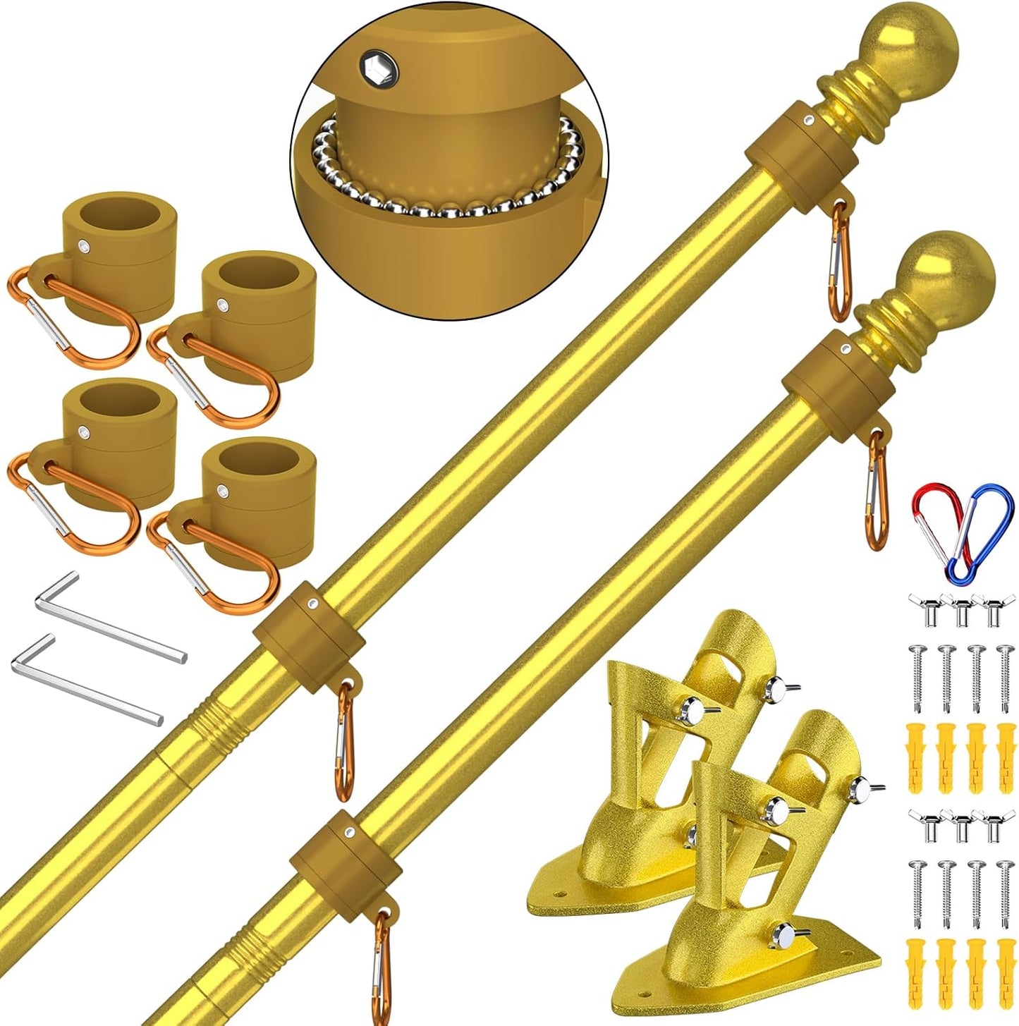 ZMTECH 6 FT Stainless Steel Flag Pole Kit for Outdoor Use