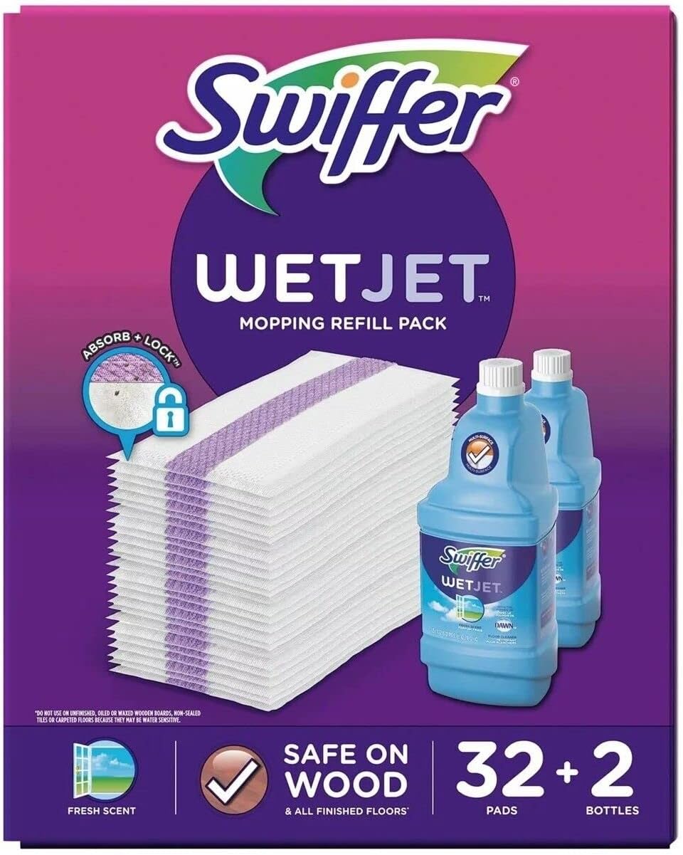 Swiffer Wetjet Mopping Refill Pack with Cleaner for Easy Cleaning
