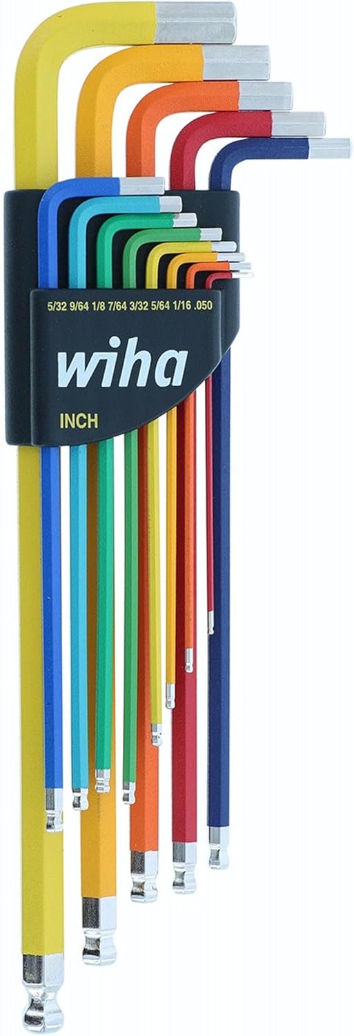 Wiha 66981 13 Piece Ball End Hex L-Key Set with Color Coding