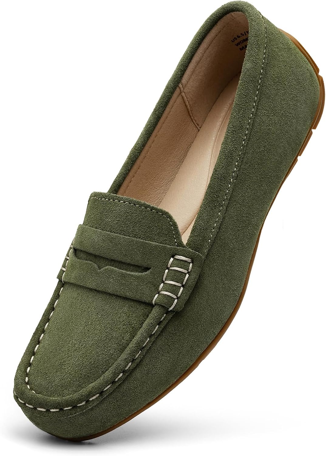 Women's Comfortable Lightweight Suede Leather Penny Loafers Slip-Ons