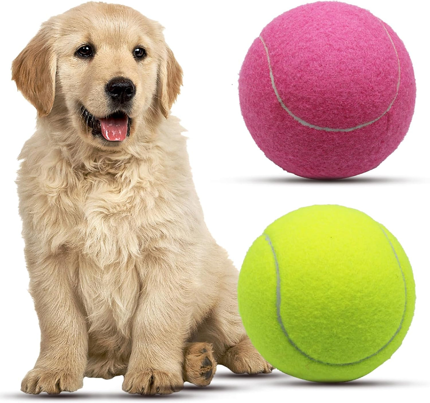 2 Pack Giant Tennis Ball Dog Chew Toy Set