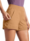 Women's Lightweight Mid Rise Hiking Shorts 4in - Stretch Zip Pockets