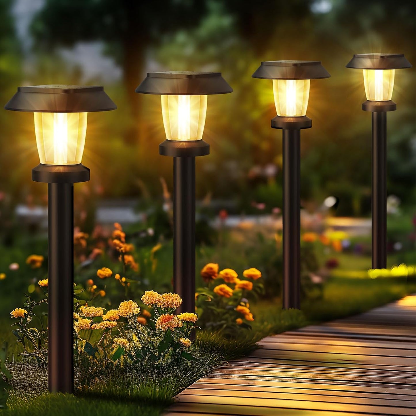 ALEPOD Solar Pathway Lights - 8 Pack Waterproof Garden Lights